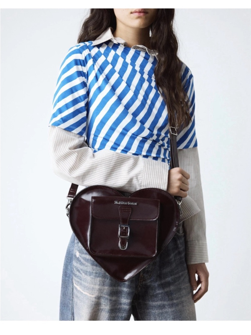 DR. MARTEN Cherry Red/Dark Burgundy  Heart Convertible Backpack & Crossbody Bag